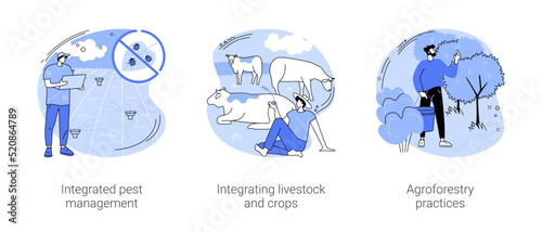 Sustainable agriculture plant cultivation isolated cartoon vector illustrations se