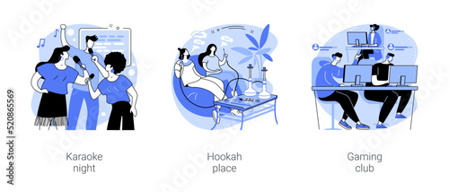 Evening entertainment isolated cartoon vector illustrations se