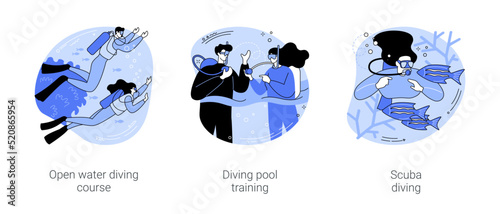 Diving school isolated cartoon vector illustrations se