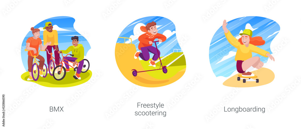 Extreme hobbies isolated cartoon vector illustration set