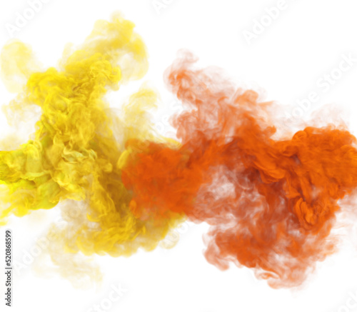 Yellow and red puffs of smoke. 3D toxic and dangerous fog texture