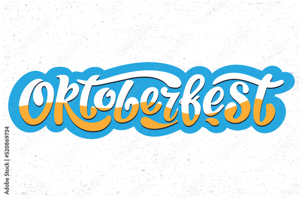 Oktoberfest logo lettering vector design, white letters with beer color