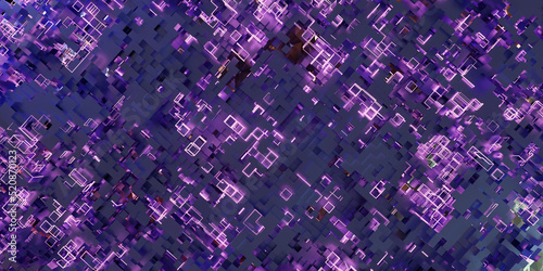 Abstract purple glowing cubes background