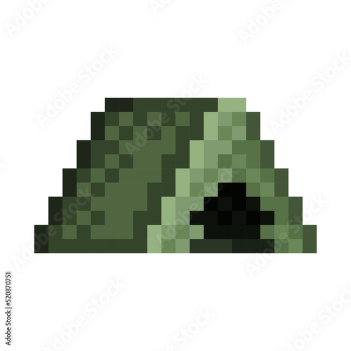 Tent pixel art. Vector illustration.