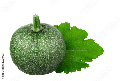 Fresh round zucchini or courgette on a white isolated background