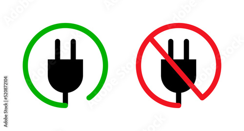 Outlet use prohibited and use permitted sign set. Vector.