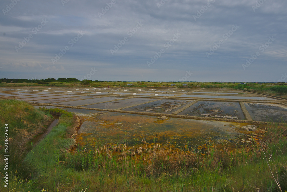 Salt evaporation pond in Guerande. Guerande is small town of Brittany Region in France. Salts farmers produce the world famous salt Salt evaporation pond in Guerande. Guerande is small town of Brittany Region in France. Salts farmers produce the world famous salt