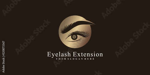 Eyelash extension logo design template for beauty salon with creative concept