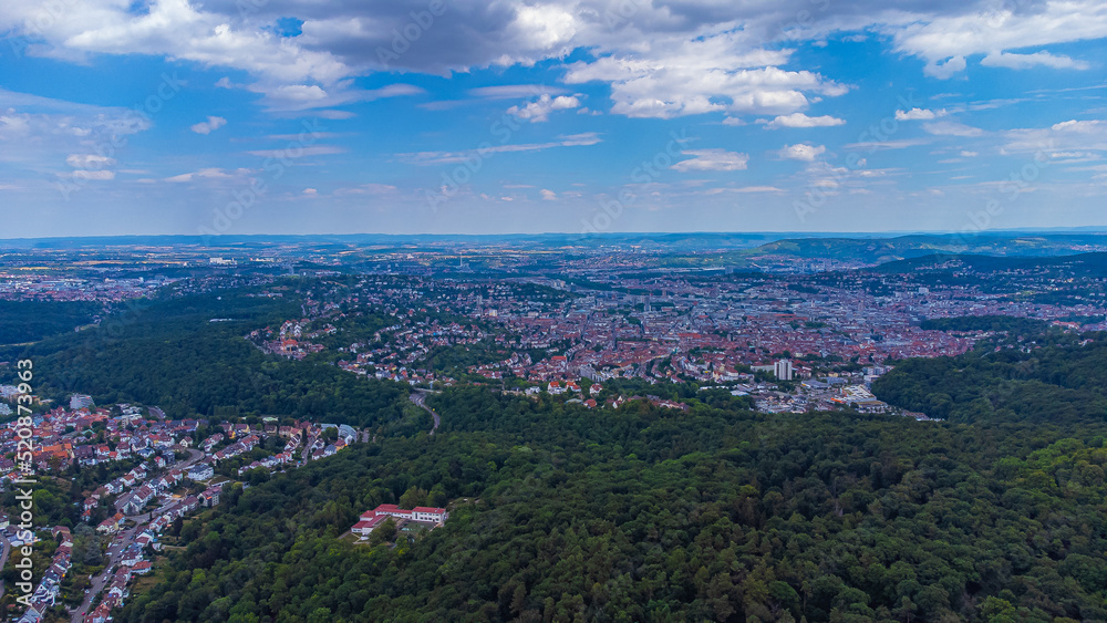 Stuttgart panorama with a huge forest in the foreground