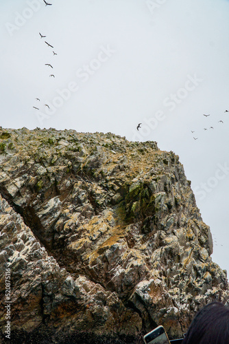 Amazing view of Ballestas islands, a national  reserve in Pisco Bay, PAracas, , Peru. where you can see many birds, sea lions and the Candelabro geoglyph  of Paracas Peninsula