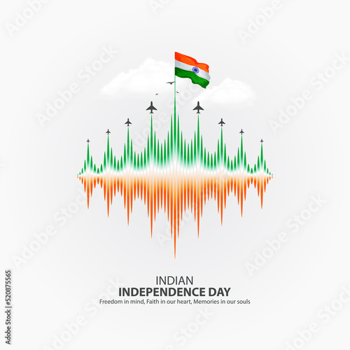 Obraz na plátně Indian Independence Day, 3D illustration.