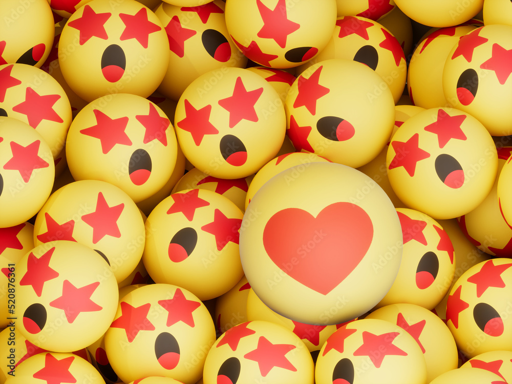 Star Struck Over Heart Symbol Emoticon Balls Crypto Currency 3D Illustration Render Star Struck Over Heart Symbol Emoticon Balls Crypto Currency 3D Illustration Render