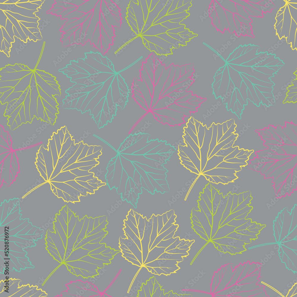 Vector seamless pattern with botanical elements in vintage style.Magnolia flowers,buds and leaves in deep blue and mustard colors.