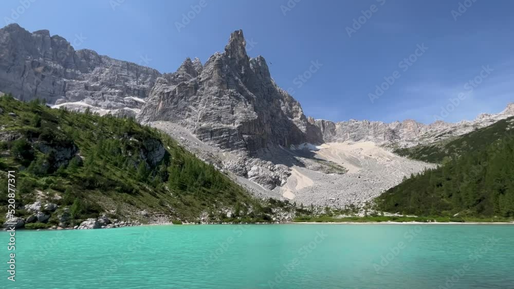 Lake Sorapis with the mountains on the background Lake Sorapis with the mountains on the background