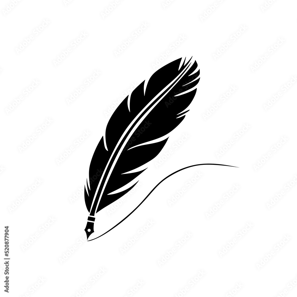 Obraz premium Pen vector symbol. Feather pen for poet vector illustration.