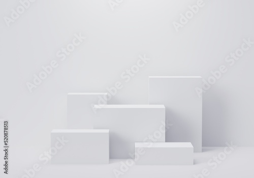 Wallpaper Mural White geometry pedestal for display. Empty product stand with a geometrical shape. minimal style. 3d render illustration. Torontodigital.ca