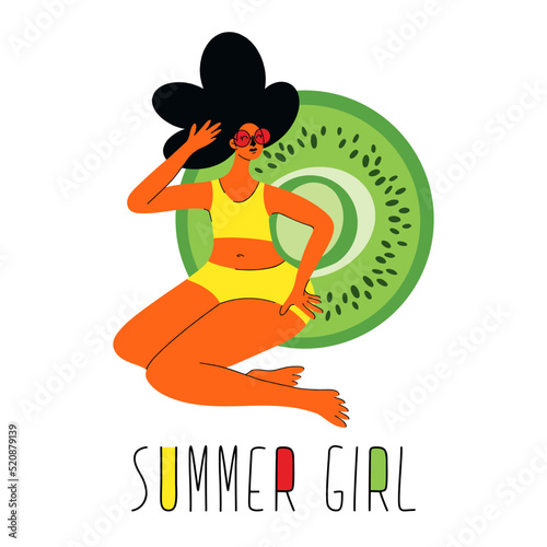Body positive. Happy plus size summer girl
