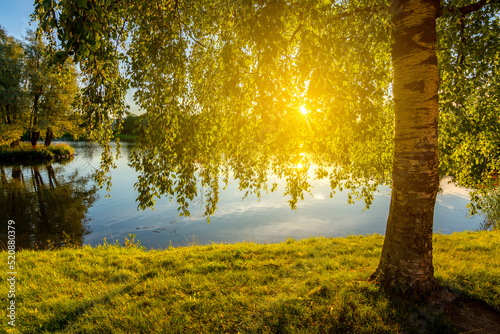 Canvas Print Scenic summer sunset over lake near Lappeenranta, Finland