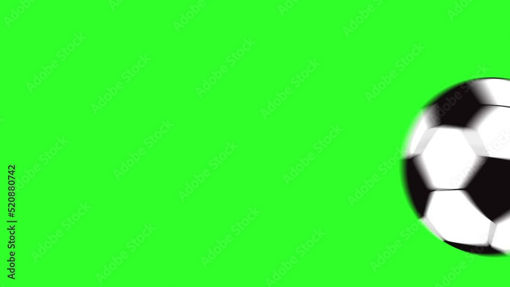 Football Hit Animation Transitions 4K with Green Screen for Keying. Football shots seamless loop animation. Soccer ball moving on green screen