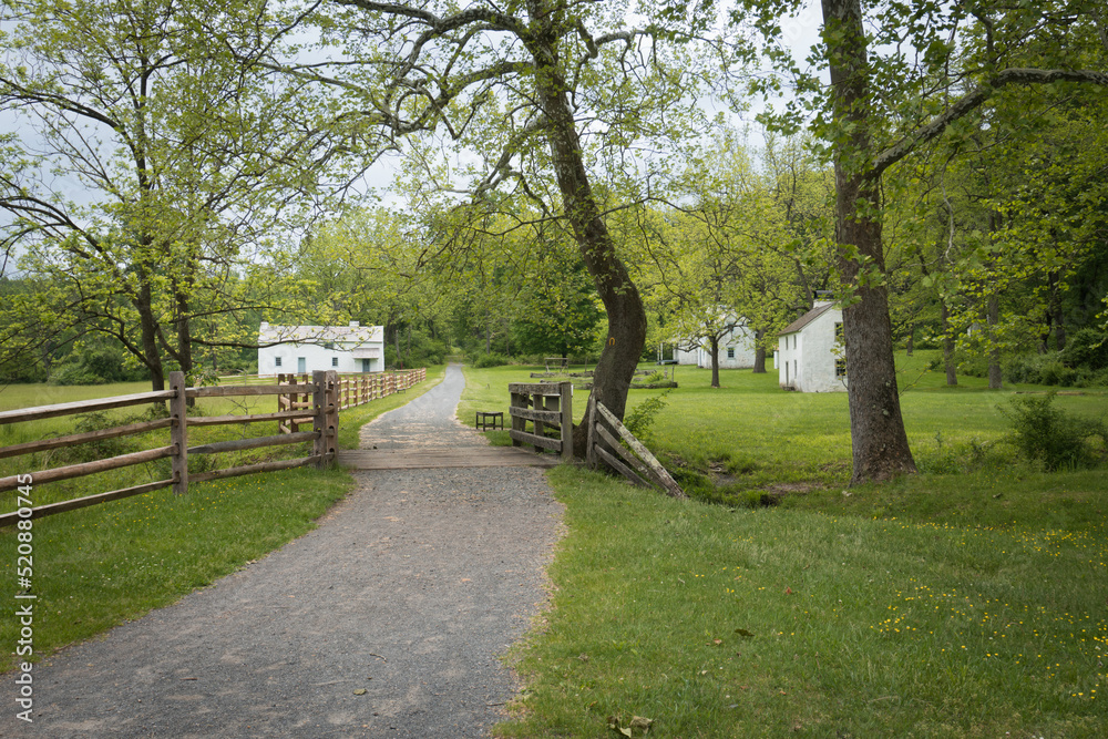 Tenant houses and boarding house at Hopewell Furnace National Historic Site in Pennsylvania. American 19th century rural Tenant houses and boarding house at Hopewell Furnace National Historic Site in Pennsylvania. American 19th century rural
