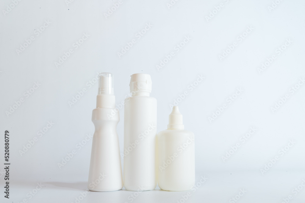disposable bottles on table with white background disposable bottles on table with white background