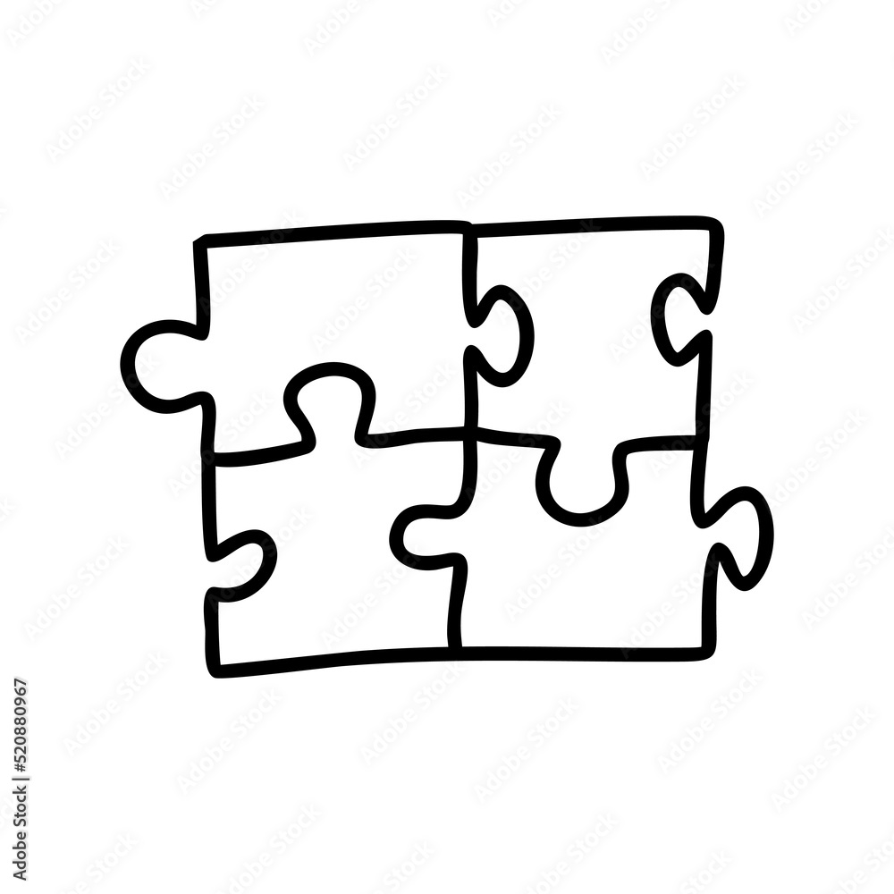 Puzzle doodle vector. Forms a single structure with a base vector icon isolated on a white background. Puzzle doodle vector. Forms a single structure with a base vector icon isolated on a white background.