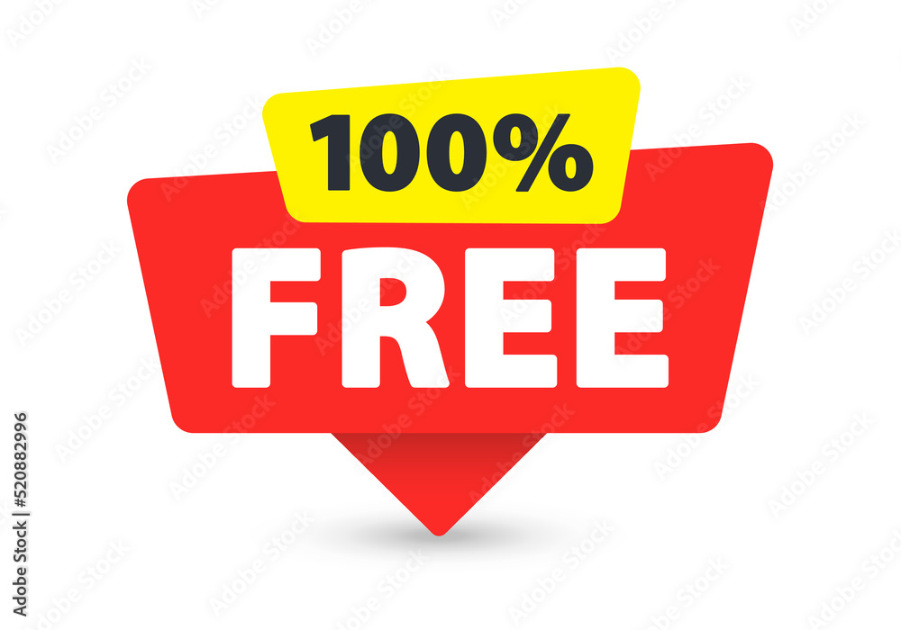 100 Percent Free - Banner, Speech Bubble, Label, Sticker, Ribbon Template. Vector Stock Illustration 100 Percent Free - Banner, Speech Bubble, Label, Sticker, Ribbon Template. Vector Stock Illustration