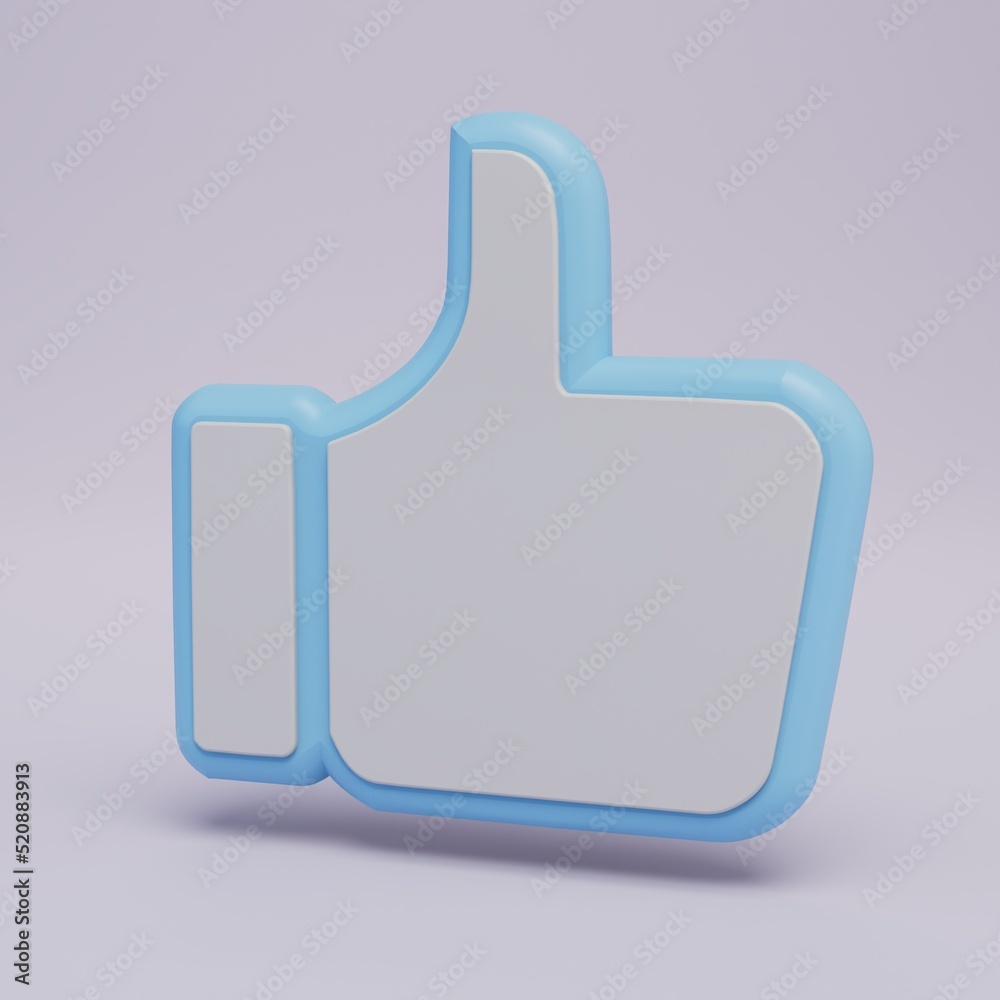 success. like, thumbs up, subscribe to the channel. like icon. hand with thumb up in blue on a white background. 3d illustration. 3d render
