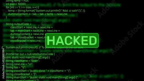 Green Coding and hacking concept background Animation 4K. System hacking attempts backdrop