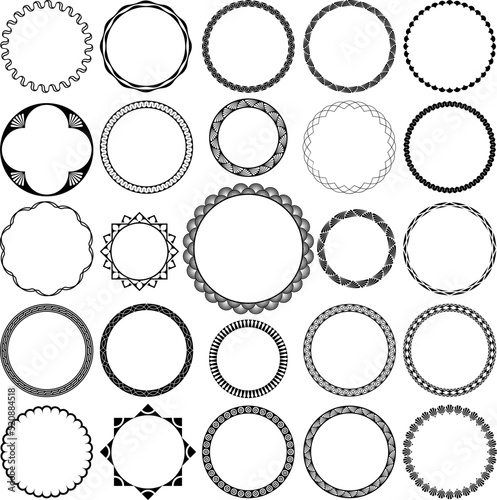 Art Deco vector round border collection for use in vintage labels, badges and other design projects.