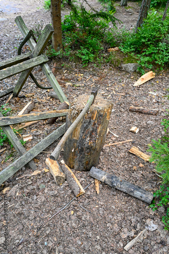 Fototapeta Naklejka Na Ścianę i Meble -  A place to saw and cut firewood