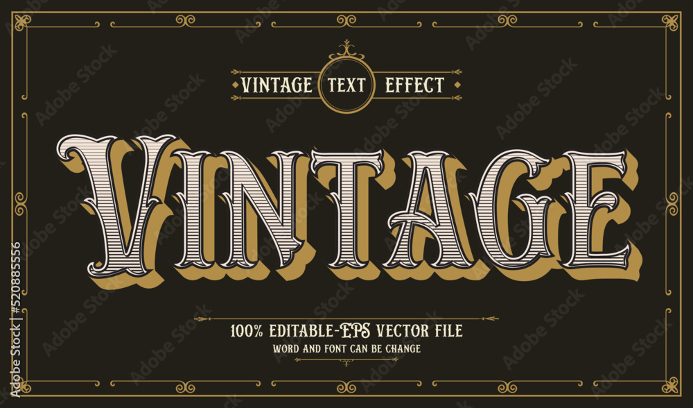 Creative editable vintage text effect vector  - obrazy, fototapety, plakaty 