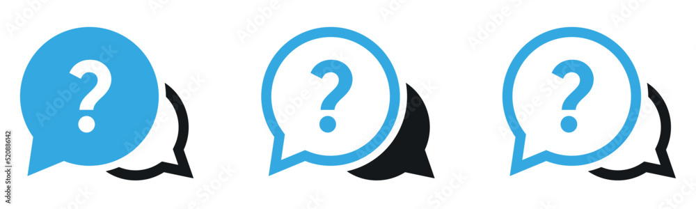 ICÔNE QUESTION AVEC BULLE BLEUE ET NOIRE ICÔNE QUESTION AVEC BULLE BLEUE ET NOIRE
