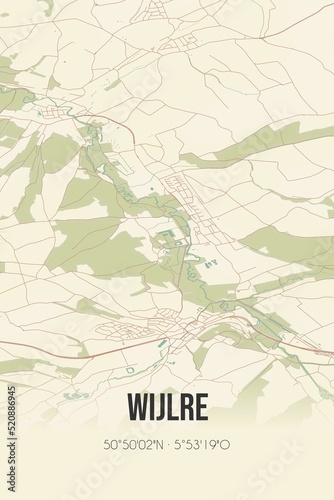 Retro Dutch city map of Wijlre located in Limburg. Vintage street map. photo