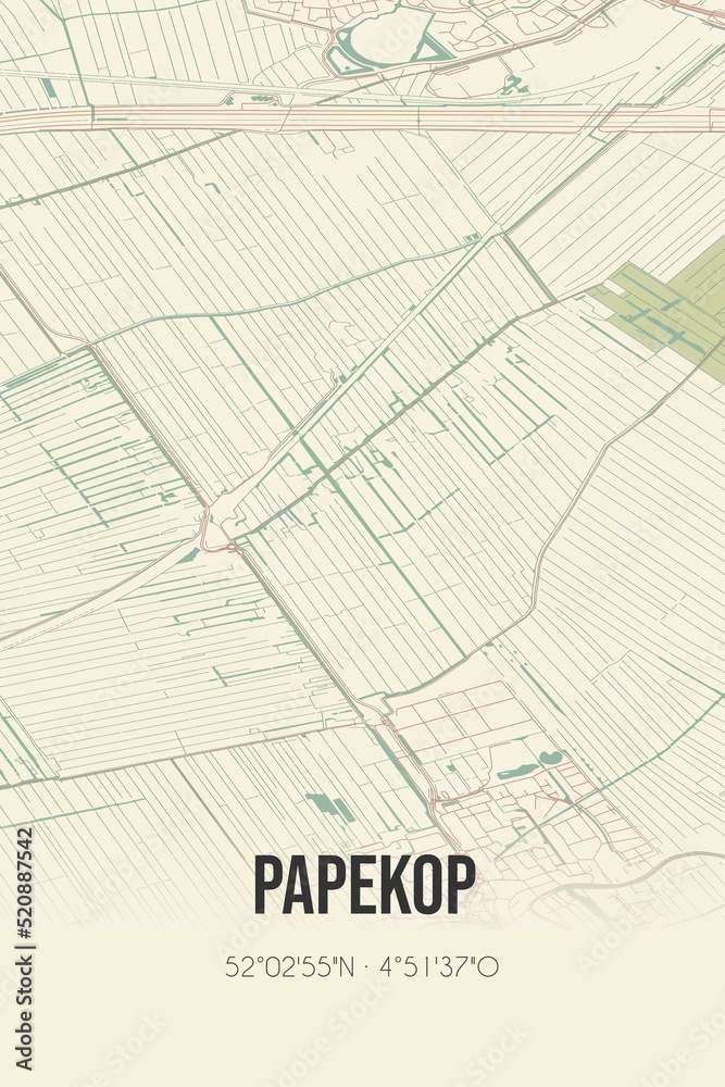 Retro Dutch city map of Papekop located in Utrecht. Vintage street map. Retro Dutch city map of Papekop located in Utrecht. Vintage street map.