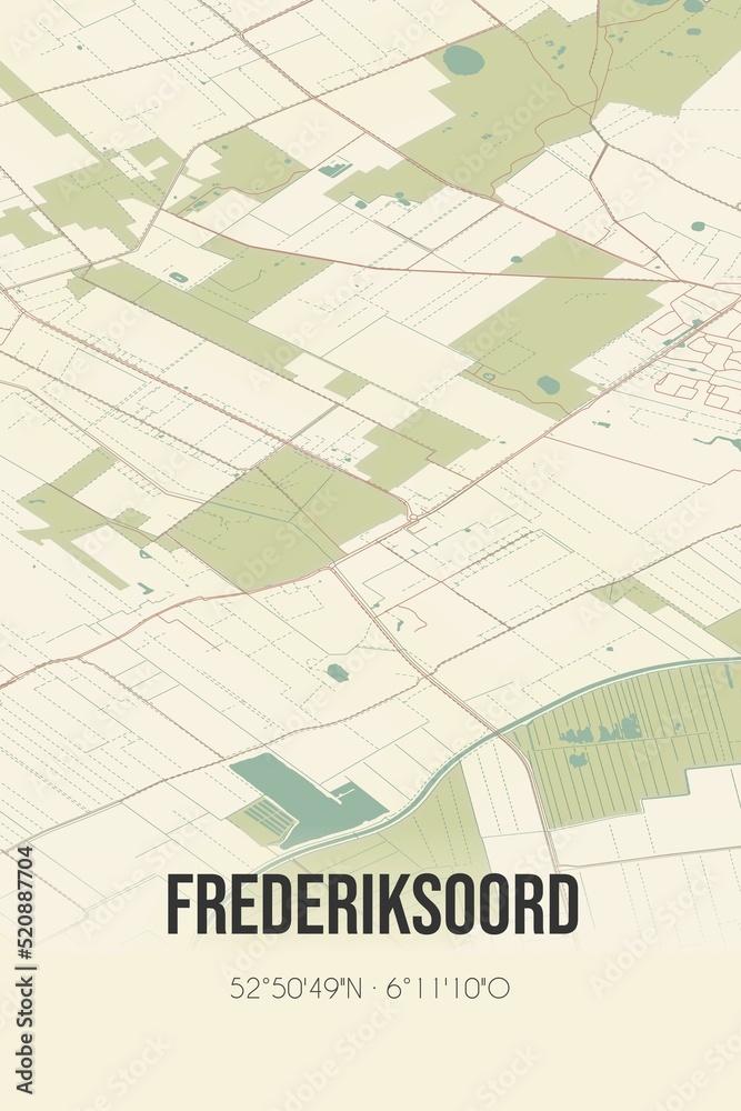 Retro Dutch city map of Frederiksoord located in Drenthe. Vintage street map. Retro Dutch city map of Frederiksoord located in Drenthe. Vintage street map.