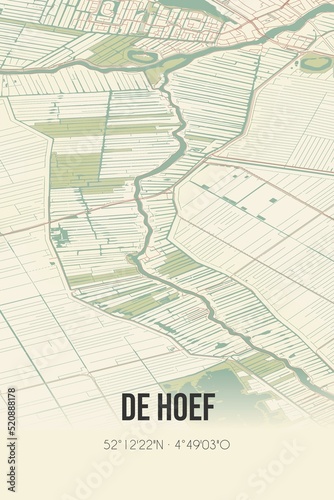 Retro Dutch city map of de Hoef located in Utrecht. Vintage street map.