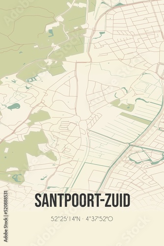 Wallpaper Mural Retro Dutch city map of Santpoort-Zuid located in Noord-Holland. Vintage street map. Torontodigital.ca