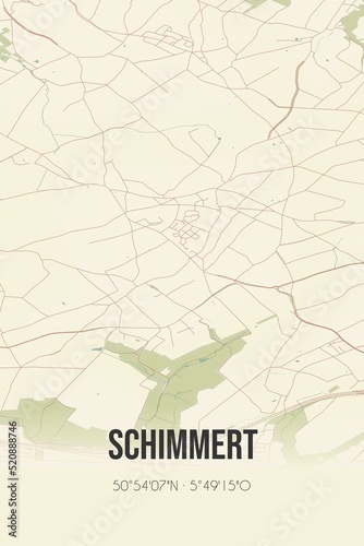 Retro Dutch city map of Schimmert located in Limburg. Vintage street map. photo