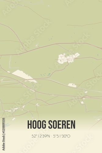 Retro Dutch city map of Hoog Soeren located in Gelderland. Vintage street map. photo