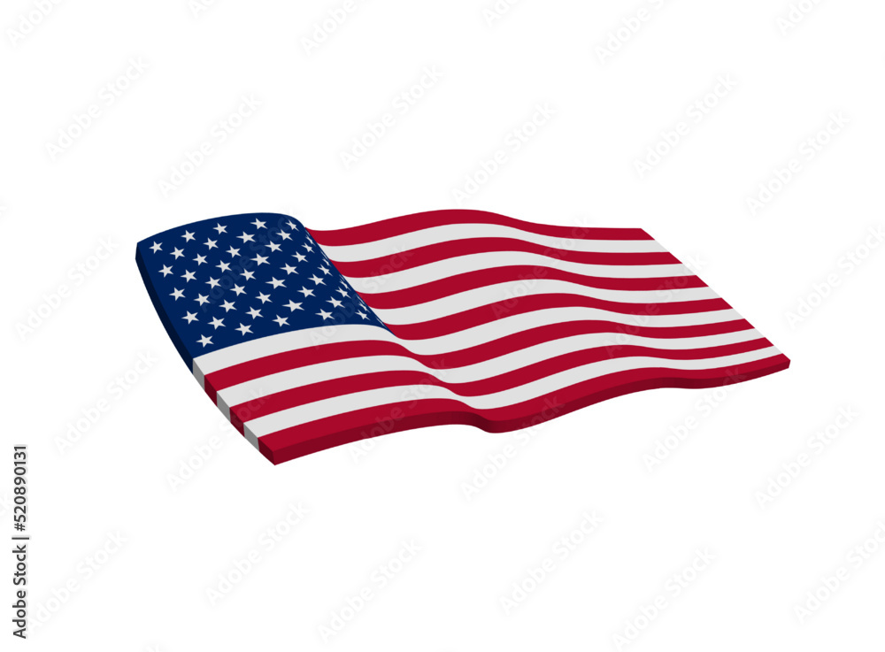 Obraz premium USA Flag Vector. American flag on isolated white background - vector illustration. 3d Waving Flag USA