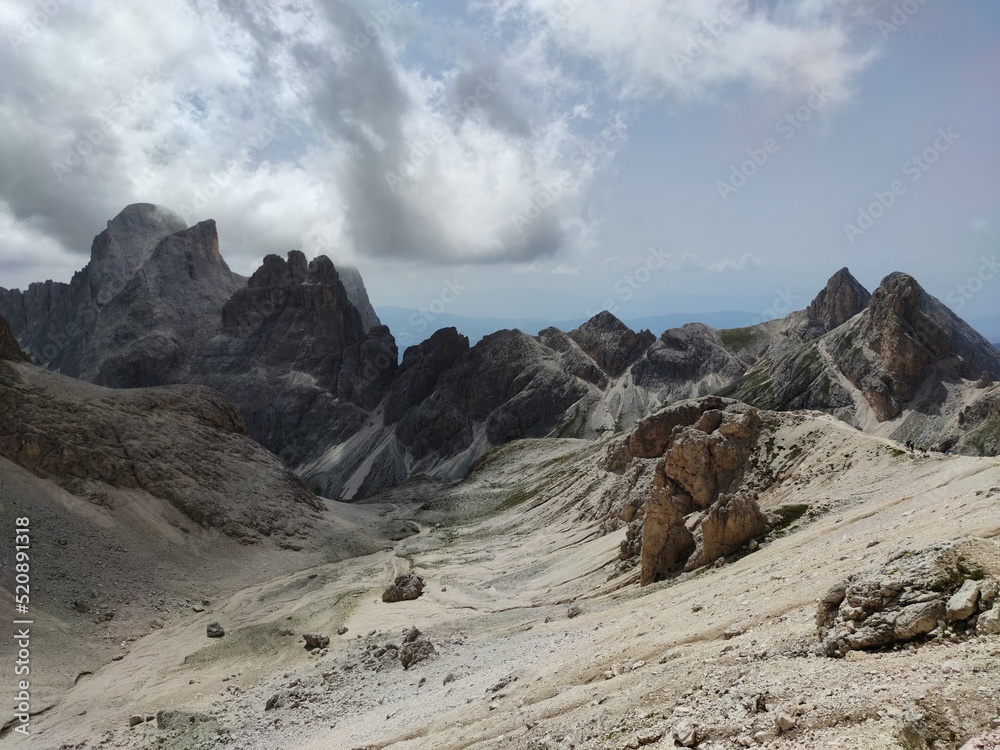 Trekking in the Dolomites, mountain landscape, Trentino - Alto Adige, travel in Italy