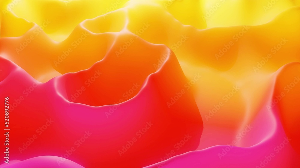 Stylish abstract background, surface of soft translucent material like peach jelly. Creative soft bright 3d bg with inner glow for festive events. Red orange yellow gradient. 3d render Stylish abstract background, surface of soft translucent material like peach jelly. Creative soft bright 3d bg with inner glow for festive events. Red orange yellow gradient. 3d render