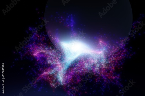 3D render abstract space stars bleck comets