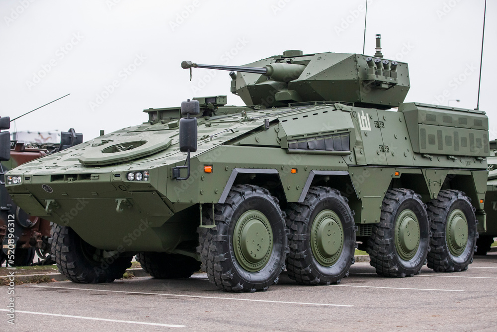 Obraz premium Vilnius/Lithuania November 23, 2018 Boxer armored fighting vehicles, produced for Lithuania and to be named Vilkas (Wolf)