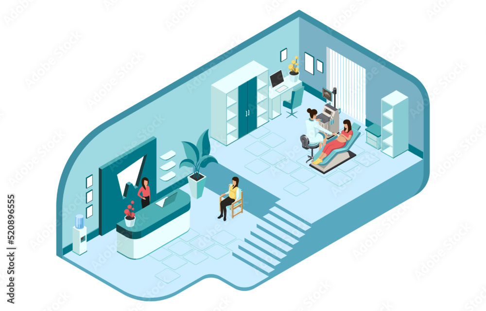 Childbirth, Maternity Home, Pregnant Examination Concept. Modern