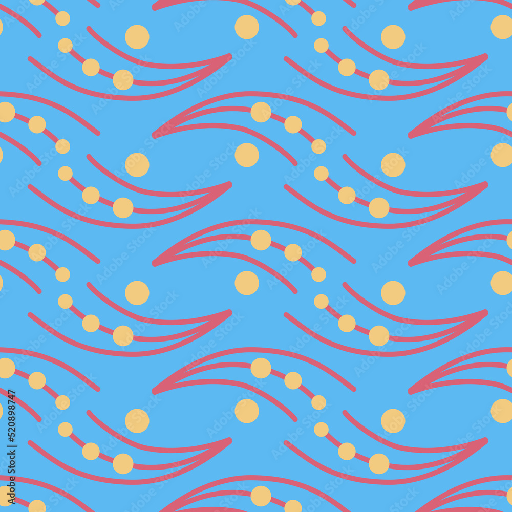 Simple fantasy twig with balloons blue seamless pattern for design