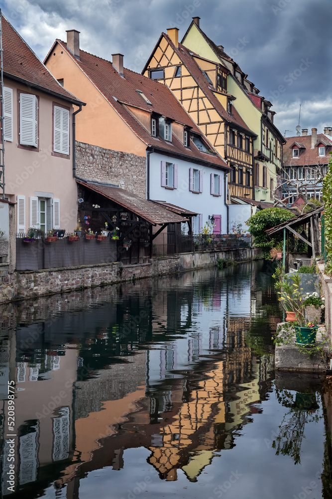 facades of houses by the canal (little Venice, Colmar, France)