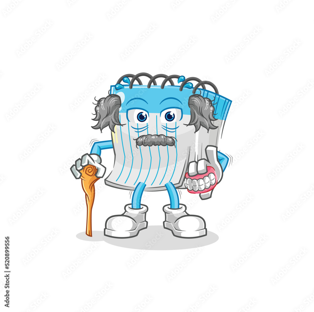 notebook white haired old man. character vector