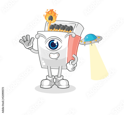 matchbox alien cartoon mascot vector